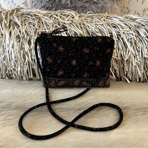 Vintage VERA BRADLEY Black Walnut Elite Petite Shoulder Bag Crossbody Brown